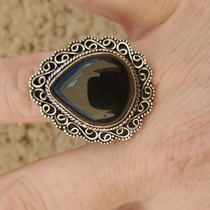 New Black Onyx 925 Silver Ring.